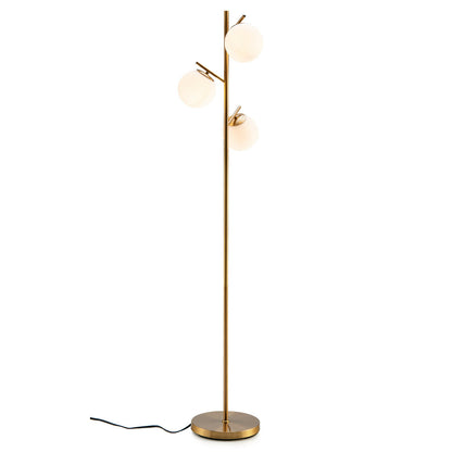 Elegant 3 Globe Floor Lamp with Foot Switch and Glass Shades