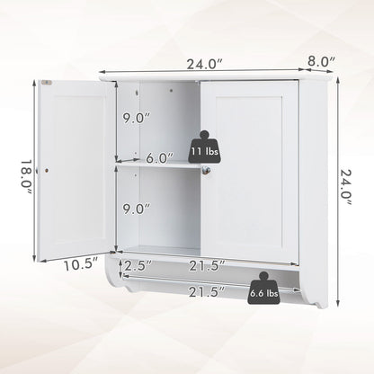 Elegant Wall-Mounted Medicine Cabinet with Adjustable Shelves & Towel Bar