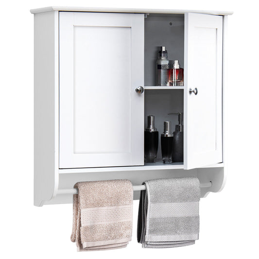 Elegant Wall-Mounted Medicine Cabinet with Adjustable Shelves & Towel Bar