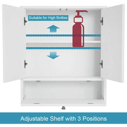 Modern White Wall-Mounted Medicine Cabinet with Mirror