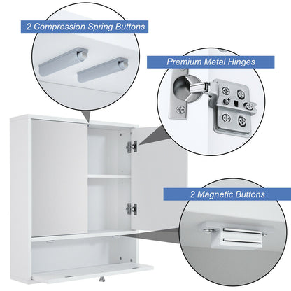 Modern White Wall-Mounted Medicine Cabinet with Mirror