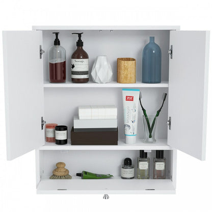 Modern White Wall-Mounted Medicine Cabinet with Mirror