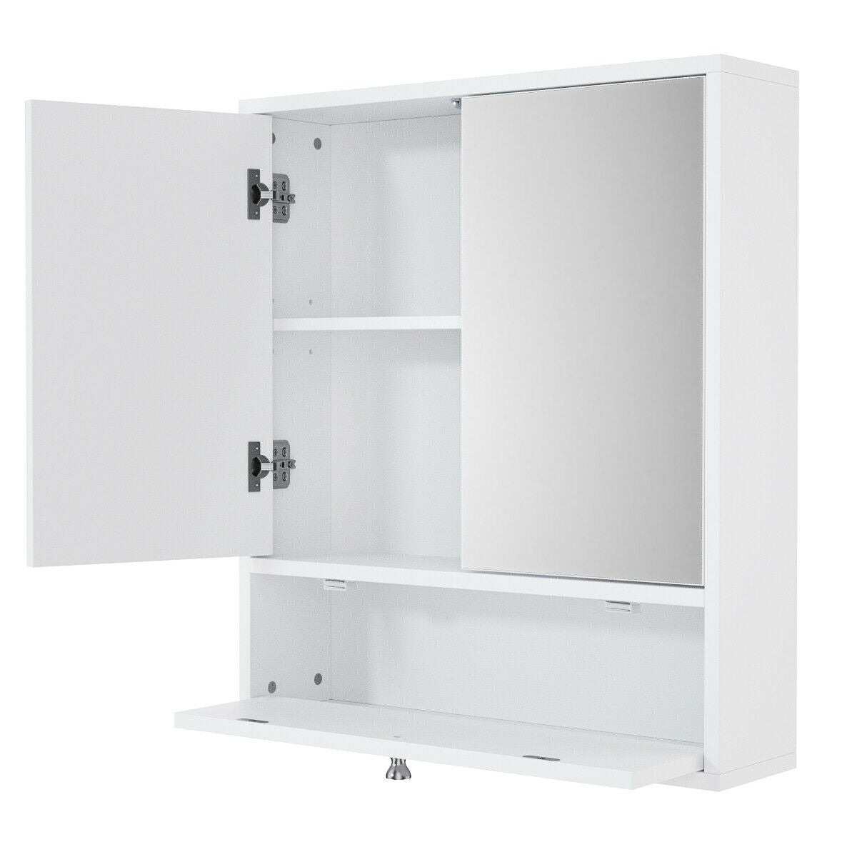 Modern White Wall-Mounted Medicine Cabinet with Mirror