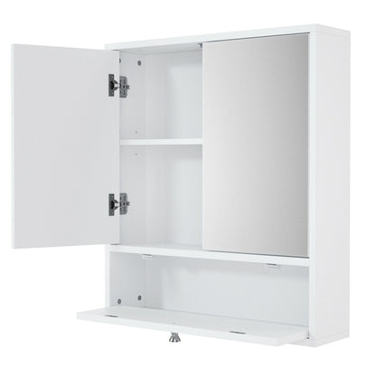 Modern White Wall-Mounted Medicine Cabinet with Mirror