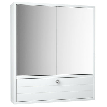 Modern White Wall-Mounted Medicine Cabinet with Mirror