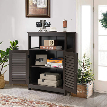 Wooden Freestanding Bathroom Cabinet with Double Shutter Doors for Storage