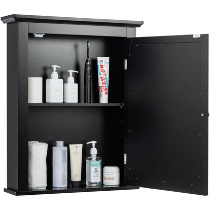 Wall-Mounted Bathroom Mirror Cabinet with Adjustable Shelves