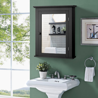 Wall-Mounted Bathroom Mirror Cabinet with Adjustable Shelves