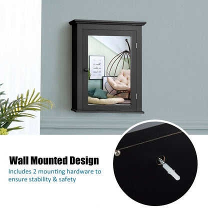 Wall-Mounted Bathroom Mirror Cabinet with Adjustable Shelves