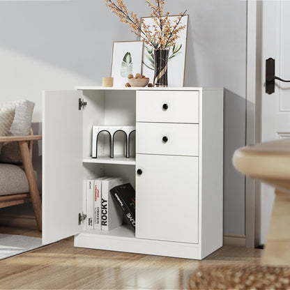 Modern 2 Door Freestanding Sideboard with Adjustable Shelves for Ample Storage