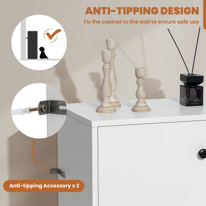 Modern 2 Door Freestanding Sideboard with Adjustable Shelves for Ample Storage