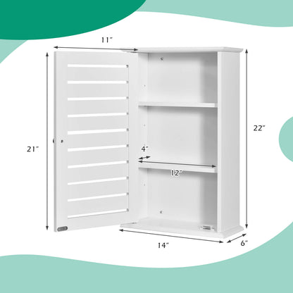 Wall-Mounted Medicine Cabinet with Adjustable Shelves and Louver Door