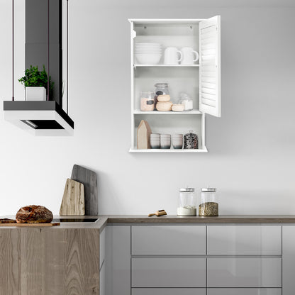 Modern Wall-Mounted Bathroom Storage Cabinet with Louver Door