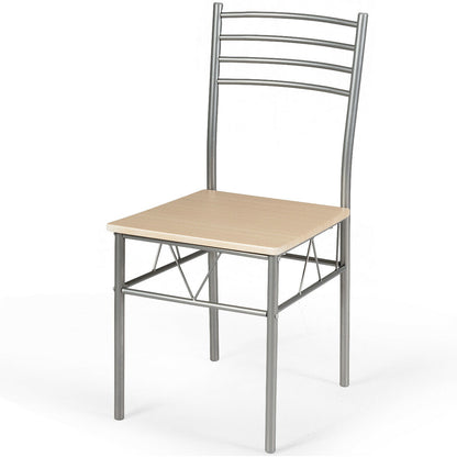 Modern 5 Piece Glass Dining Set with Metal Frame and Comfortable High Back Chairs