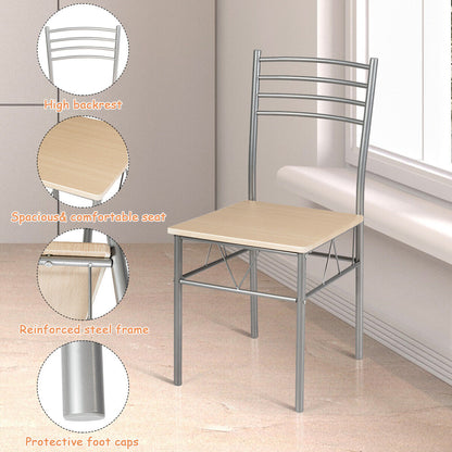 Modern 5 Piece Glass Dining Set with Metal Frame and Comfortable High Back Chairs