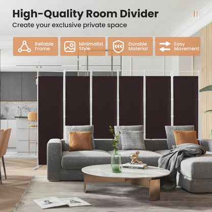 Elegant 6 Panel Folding Privacy Screen Room Divider - Brown