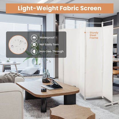 Elegant 6 Panel Folding Privacy Screen Room Divider - White