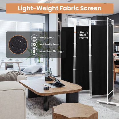 Elegant 6 Panel Folding Privacy Screen Room Divider - Black