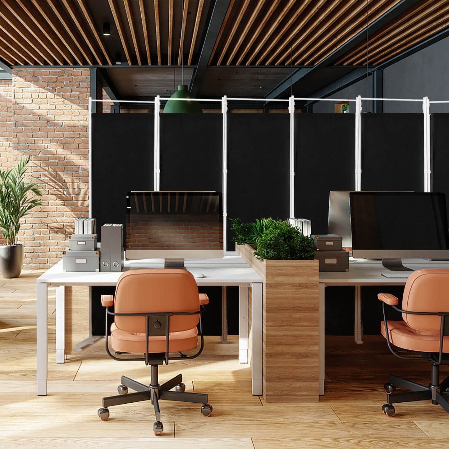 Elegant 6 Panel Folding Privacy Screen Room Divider - Black