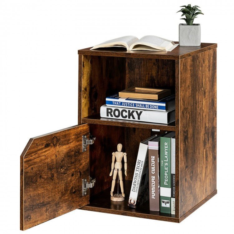 Set of 2 Nightstands with Storage, Modern End Tables for Bedroom or Living Room - Brown