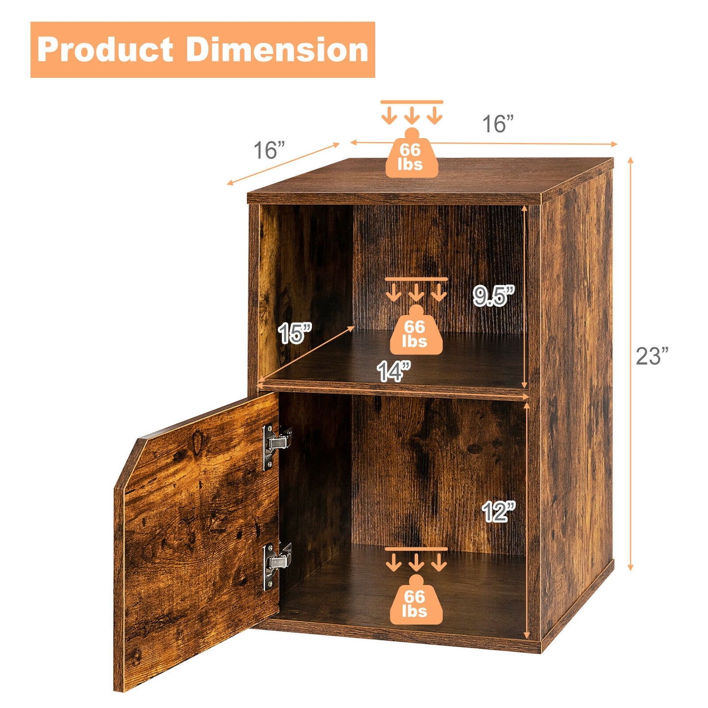 Set of 2 Nightstands with Storage, Modern End Tables for Bedroom or Living Room - Brown