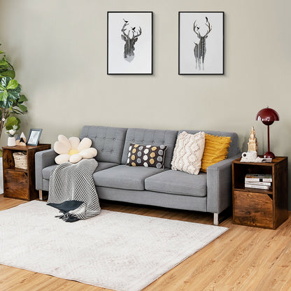 Set of 2 Nightstands with Storage, Modern End Tables for Bedroom or Living Room - Brown