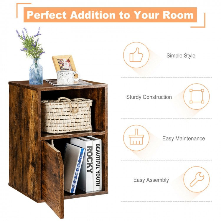 Set of 2 Nightstands with Storage, Modern End Tables for Bedroom or Living Room - Brown