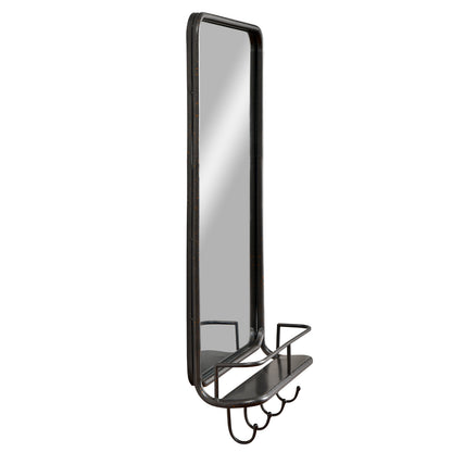 Wall-Mounted Mirror with Shelf & Hooks – Sturdy Metal Frame for Home Use