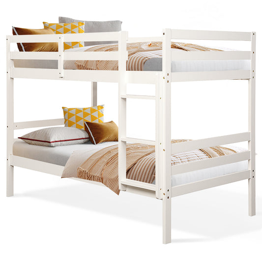 Solid Hardwood Twin Bunk Bed for Kids - White