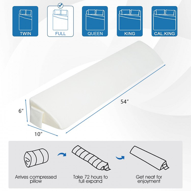 Bed Wedge Pillow with Side Pocket for Gap Filling and Neck Support