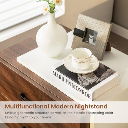 Sleek Modern Nightstand with 2 Drawers for Bedroom or Living Room Organization
