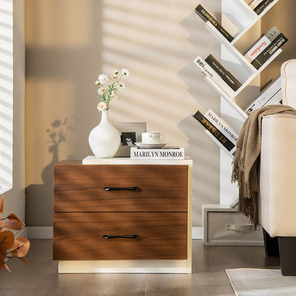Sleek Modern Nightstand with 2 Drawers for Bedroom or Living Room Organization