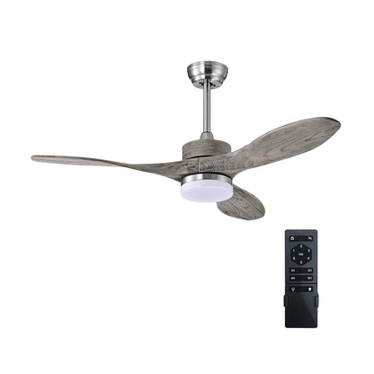 48 Inch Wooden Ceiling Fan with LED Light and 6 Speed Remote Control