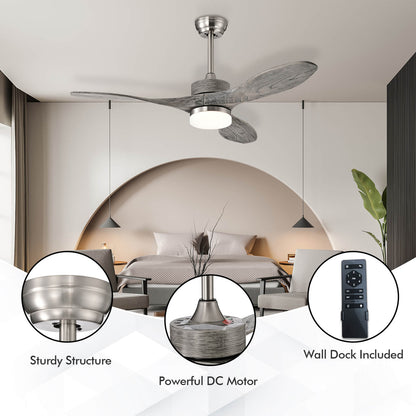 48 Inch Wooden Ceiling Fan with LED Light and 6 Speed Remote Control