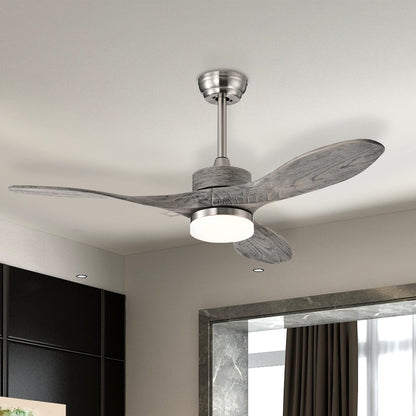 48 Inch Wooden Ceiling Fan with LED Light and 6 Speed Remote Control