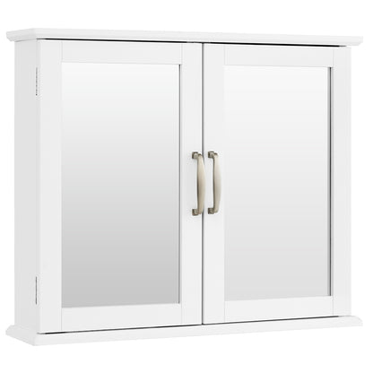 Wall-Mounted 2 Tier Medicine Cabinet with Mirrors & Handles for Bathroom Storage