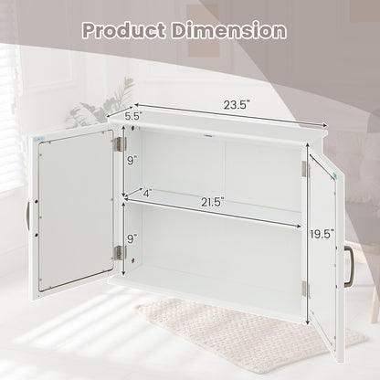 Wall-Mounted 2 Tier Medicine Cabinet with Mirrors & Handles for Bathroom Storage