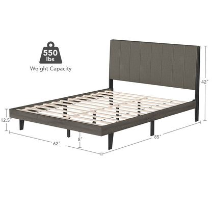 Queen Size Upholstered Bed Frame with Channel Tufted Headboard for Ultimate Comfort