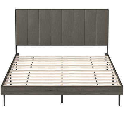 Queen Size Upholstered Bed Frame with Channel Tufted Headboard for Ultimate Comfort