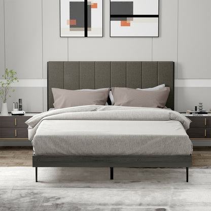 Queen Size Upholstered Bed Frame with Channel Tufted Headboard for Ultimate Comfort