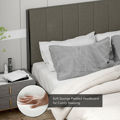 Queen Size Upholstered Bed Frame with Channel Tufted Headboard for Ultimate Comfort