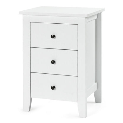 Modern Nightstand with 3 Drawers Bedroom Storage End Table White
