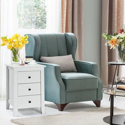 Modern Nightstand with 3 Drawers Bedroom Storage End Table White