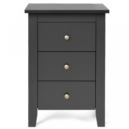 Modern Nightstand with 3 Drawers Bedroom Storage End Table Black