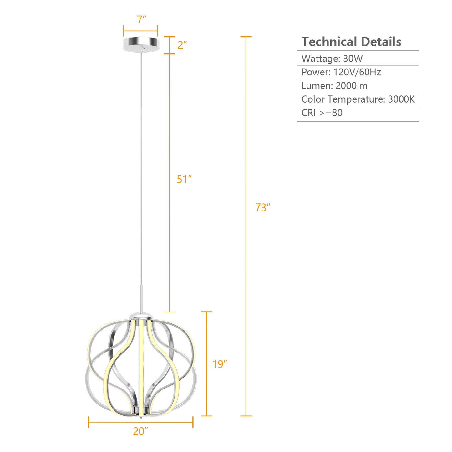 Stylish Dimmable Warm White LED Chandelier for Living & Dining Spaces