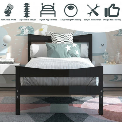 Elegant Twin Size Platform Bed Frame with Slat Support Foundation – Dark Brown