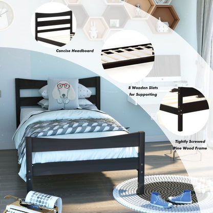 Elegant Twin Size Platform Bed Frame with Slat Support Foundation – Dark Brown
