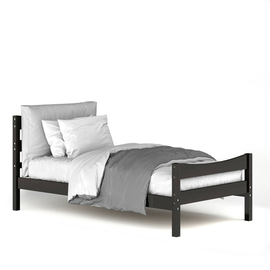 Elegant Twin Size Platform Bed Frame with Slat Support Foundation – Dark Brown