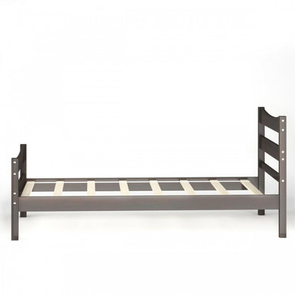 Elegant Twin Size Platform Bed Frame with Slat Support Foundation – Dark Brown