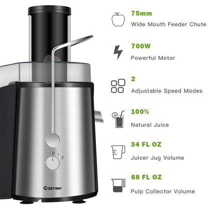 700W Dual Speed Electric Juice Extractor for Fresh Fruit & Vegetable Juicing